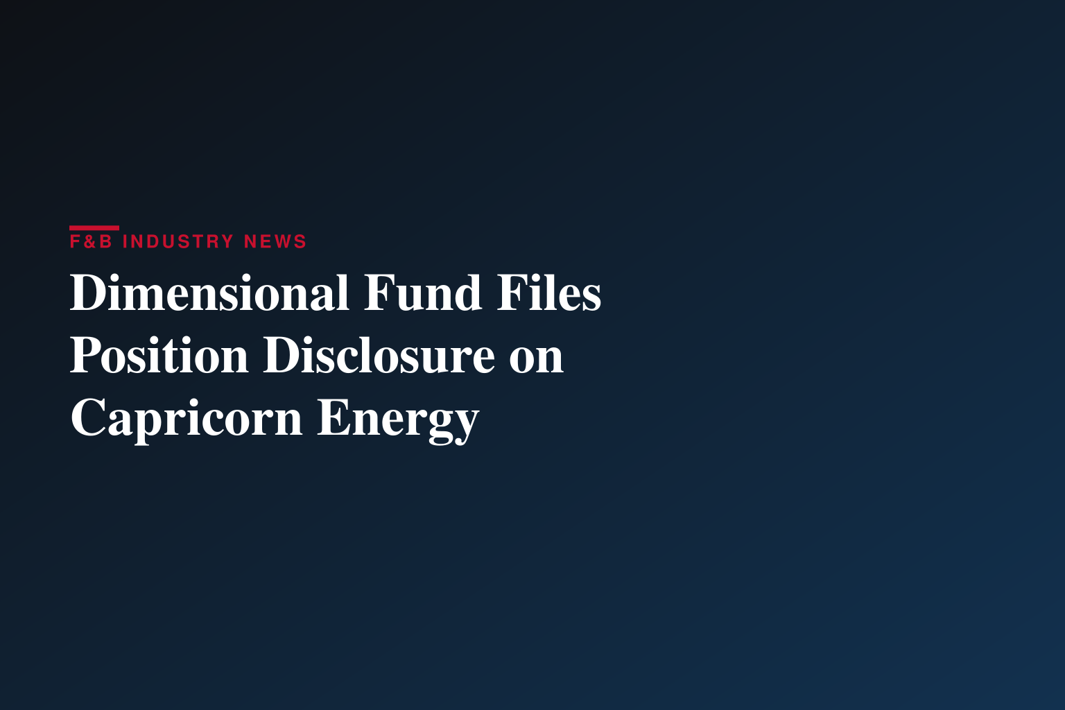 Dimensional Fund Advisors Ltd. : Form 8.3 - CAPRICORN ENERGY PLC - Ordinary Shares