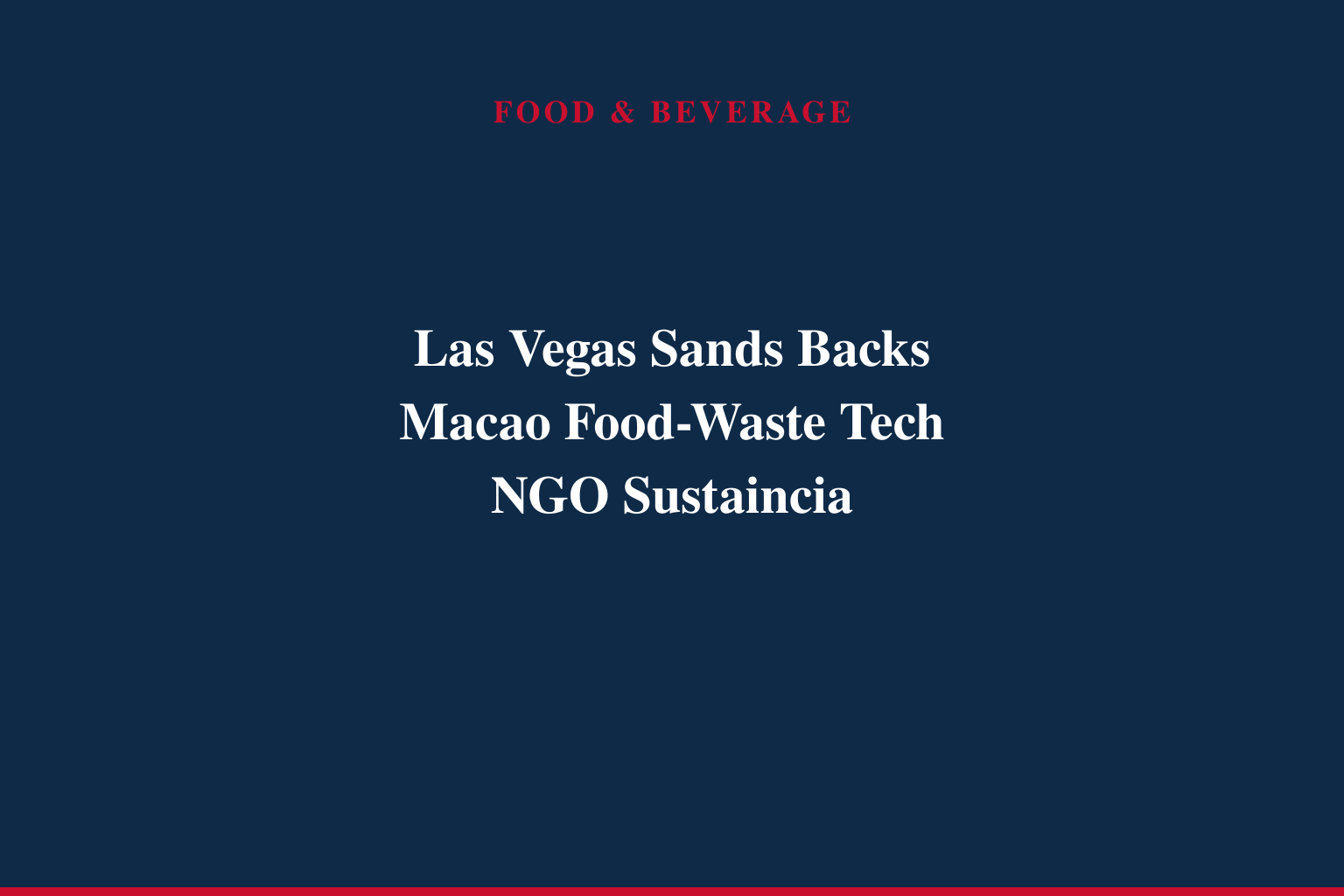 Macao Sustainability Leader Sustaincia Joins the Sands Cares Accelerator