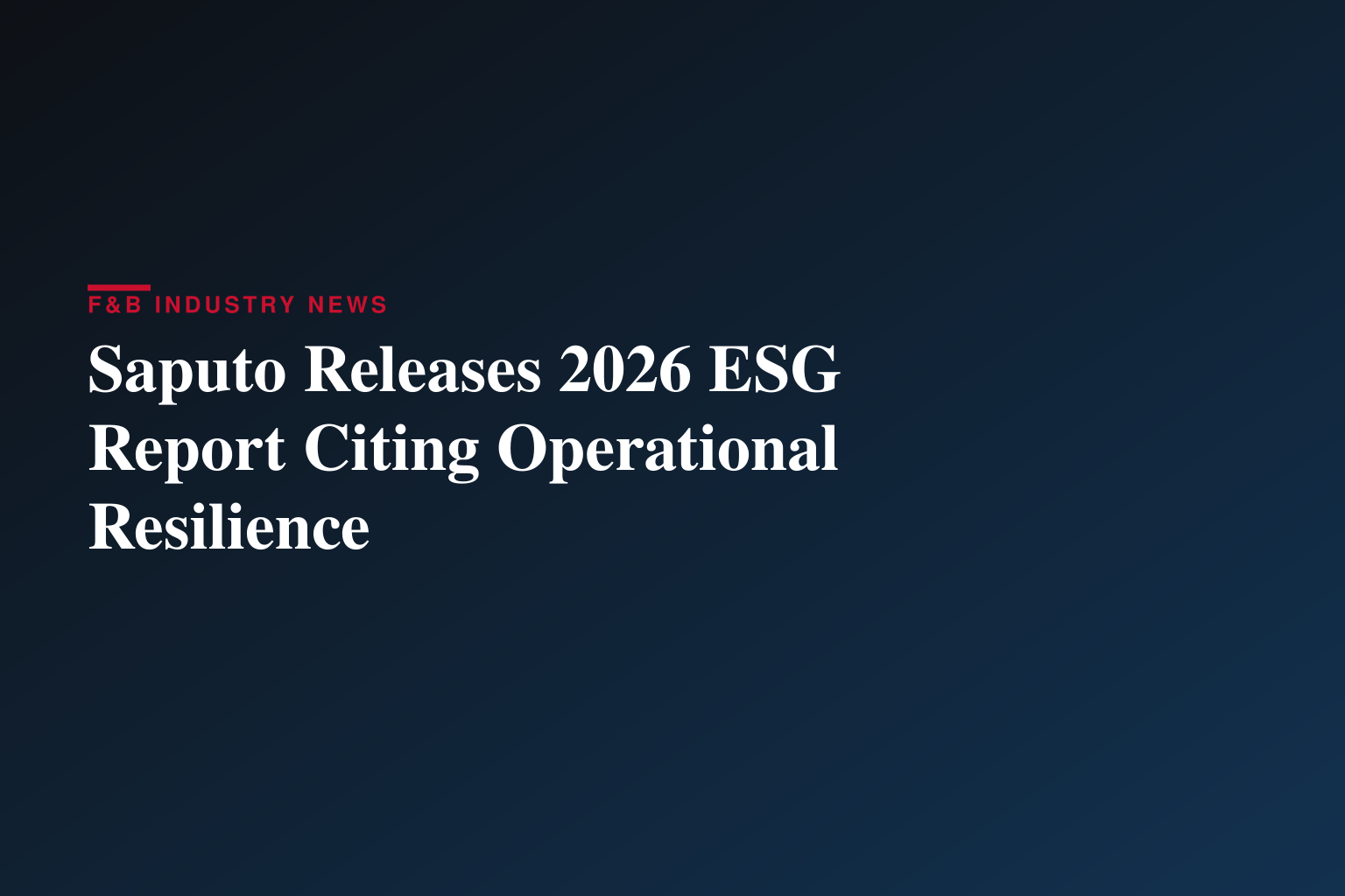 Saputo Issues its 2026 Promise Report
