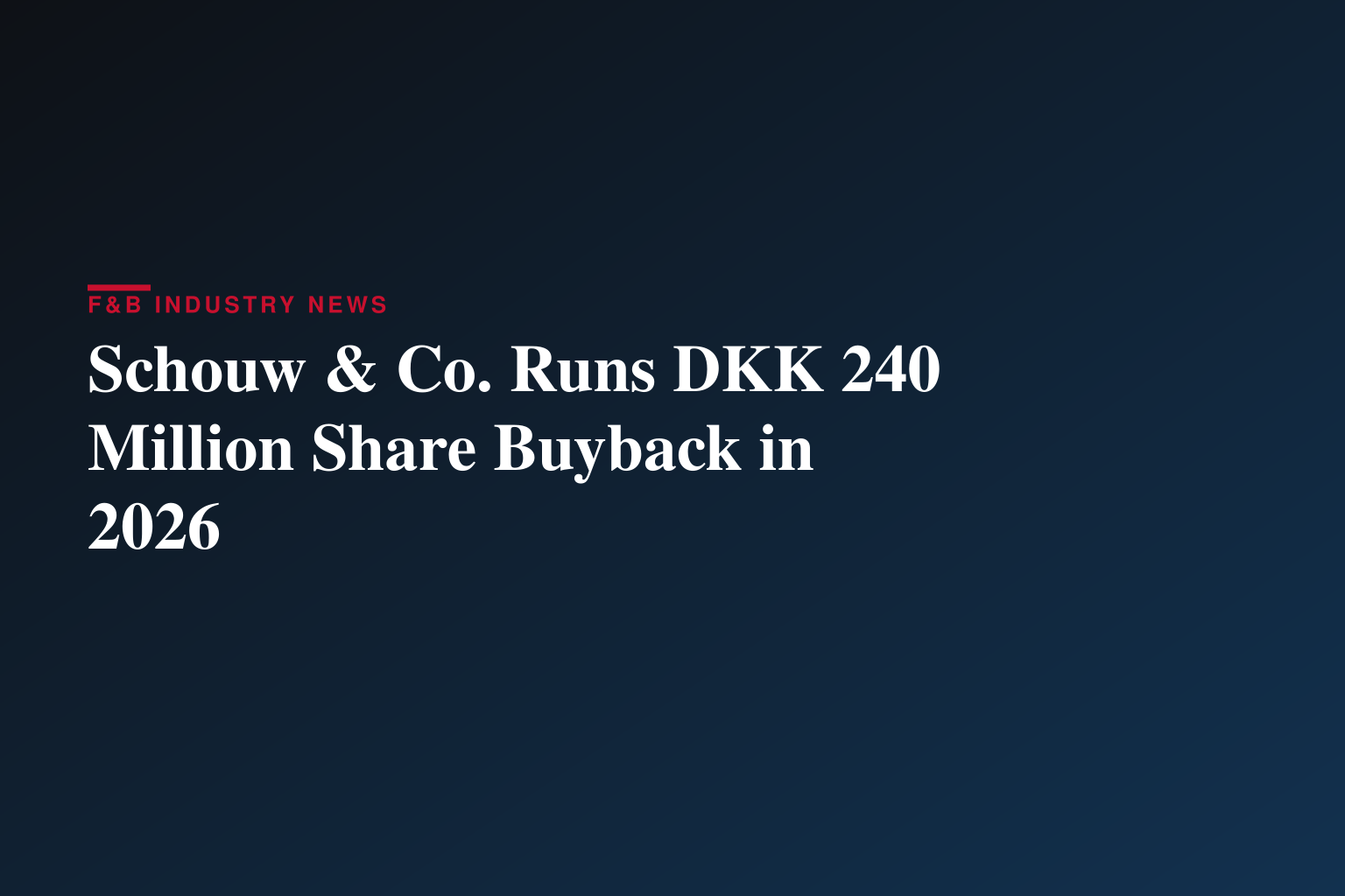 Schouw & Co. share buy-back programme, week 24 2026 